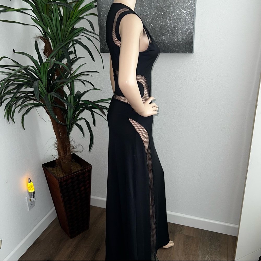 Guess Black Maxi Dress with Mesh Cutout Detail - Picture 2 of 10